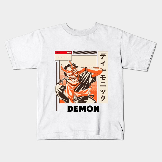 Demon Anime Character Kids T-Shirt by Oniichandesigns